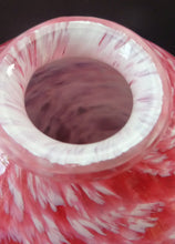 Load image into Gallery viewer, Lovely LARGE Chunky Vintage Globular Vase. With Pink and White Swirls; Cased in Clear Glass
