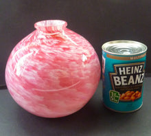Load image into Gallery viewer, Lovely LARGE Chunky Vintage Globular Vase. With Pink and White Swirls; Cased in Clear Glass
