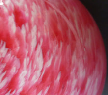 Load image into Gallery viewer, Lovely LARGE Chunky Vintage Globular Vase. With Pink and White Swirls; Cased in Clear Glass
