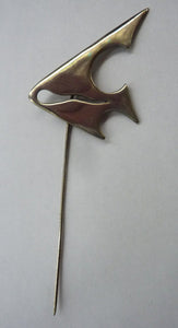 Unusual Vintage 1960s Abstract FISH Sterling Silver Hat Pin or Stick Pin. Stamped 930