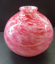 Load image into Gallery viewer, Lovely LARGE Chunky Vintage Globular Vase. With Pink and White Swirls; Cased in Clear Glass
