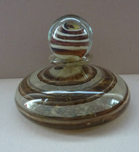 Load image into Gallery viewer, Isle of Wight Studio Glass by Michael Harris, c 1973. LARGE Tortoiseshell Squat Perfume Bottler with Superb Ball Stopper
