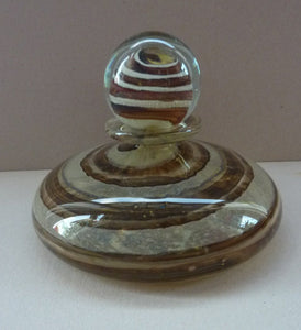 Isle of Wight Studio Glass by Michael Harris, c 1973. LARGE Tortoiseshell Squat Perfume Bottler with Superb Ball Stopper
