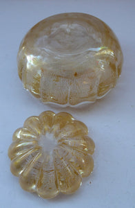 PAIR of Small 1950s Barovier & Toso MURANO 'Cordonato d'Oro' gold leaf glass bowls