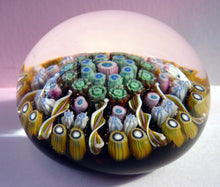 Load image into Gallery viewer, Gorgeous Colours. Scottish Glass - Strathearn Millefiori Canes and Latticino Nine Spoke Paperweight

