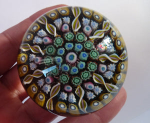 Gorgeous Colours. Scottish Glass - Strathearn Millefiori Canes and Latticino Nine Spoke Paperweight