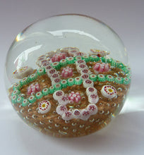Load image into Gallery viewer, Vintage Murano Italian Glass Paperweight with Gold Aventurine and Millefiori
