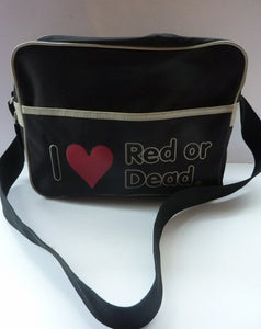Vintage DESIGNER 1980s I love Red or Dead Cross Body or Messenger Bag with Zip Closure and Front Open Pocket Section