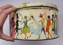 Load image into Gallery viewer, Large STORAGE BOX. Early 1960s Sweetie Tin for Pascall&#39;s White Heather Chocolates and Toffees. Fabulous Vintage Design
