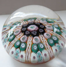 Load image into Gallery viewer, Scottish Glass. Strathearn Millefiori Canes and Latticino Eight Spoke MAGNUM Paperweight
