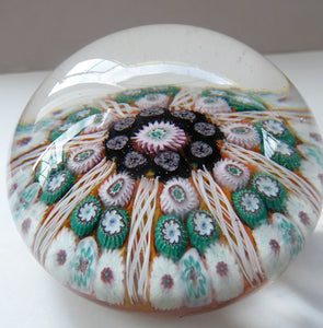Scottish Glass. Strathearn Millefiori Canes and Latticino Eight Spoke MAGNUM Paperweight