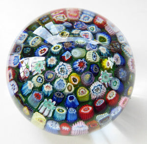 LARGE Vintage Scottish Paperweight, possibly by VASART GLASS. Aqua Green Ground with a Carpet of Millefiori
