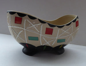 Rare BRENTLEIGH WARE 1950s Decorative Footed Bowl: NOVENTA Shape and Rarer Beige Colour