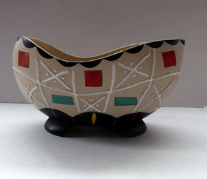 Rare BRENTLEIGH WARE 1950s Decorative Footed Bowl: NOVENTA Shape and Rarer Beige Colour