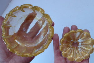 PAIR of Small 1950s Barovier & Toso MURANO 'Cordonato d'Oro' gold leaf glass bowls