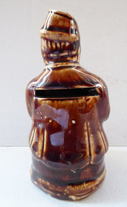 Antique 19th Century Treacle Glazed SCOTTISH POTTERY Money Box or Bank in the Form of a Seated Gentleman